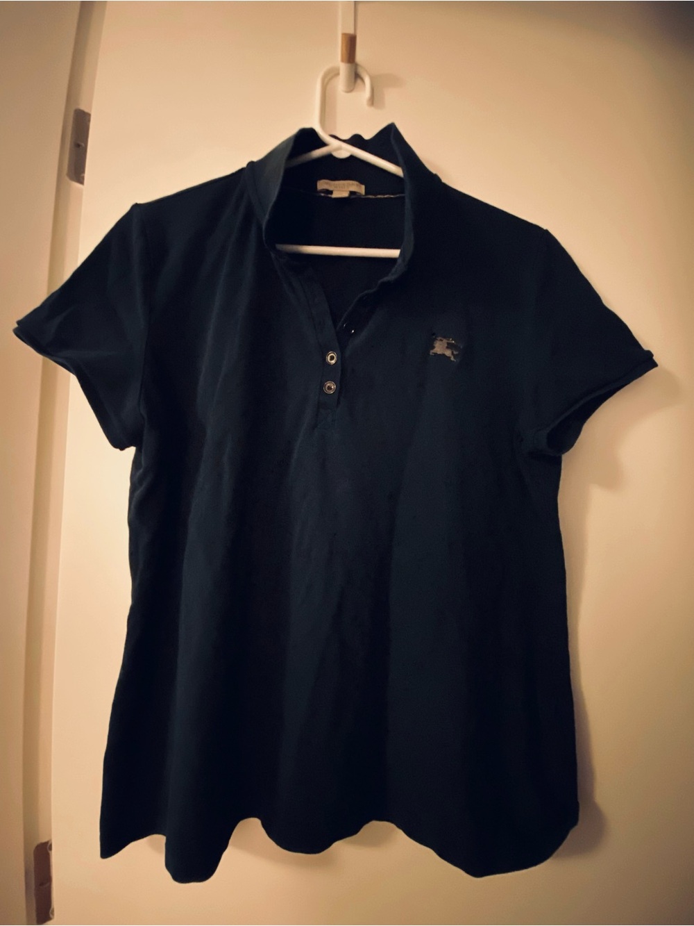 Burberry- Classic Short Sleeve Polo with metal logo in Navy Blue